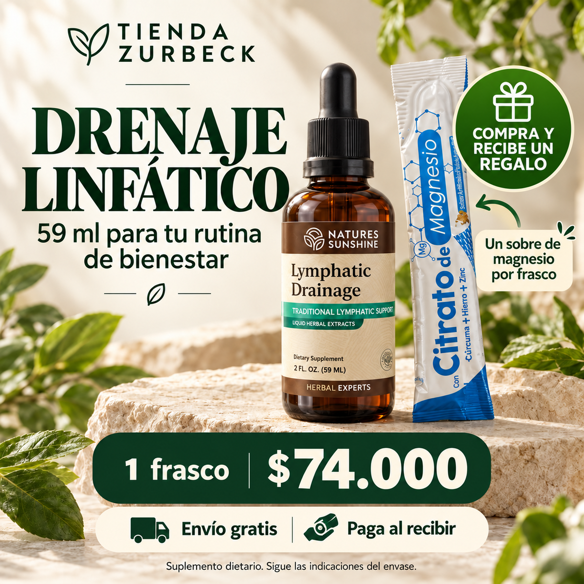Drenaje Linfático Nature’s Sunshine 59 ml + Magnesio de Regalo