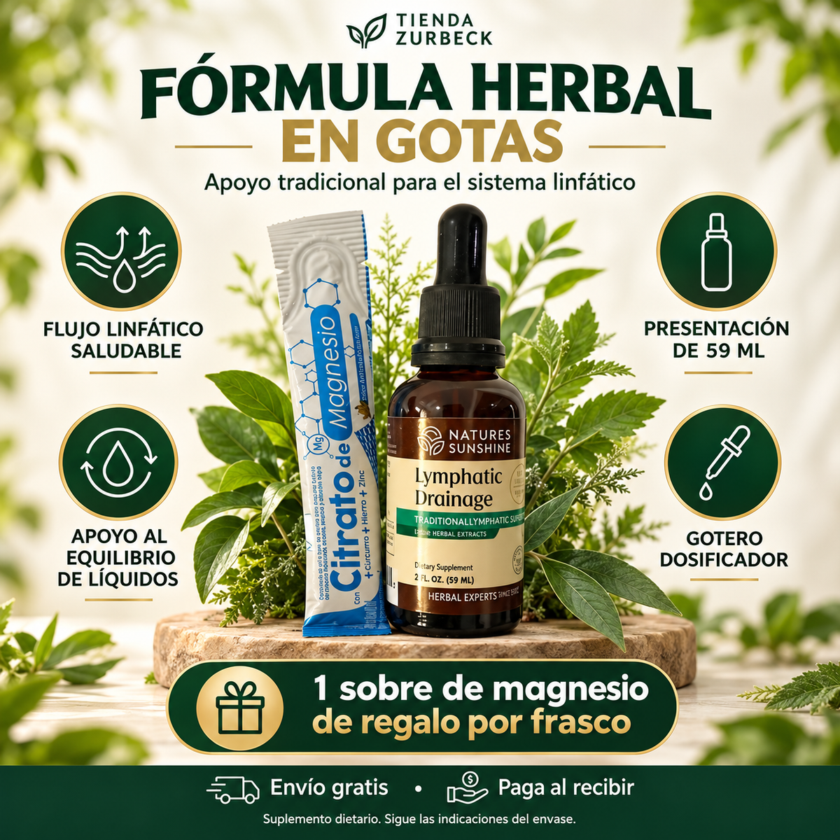 Drenaje Linfático Nature’s Sunshine 59 ml + Magnesio de Regalo